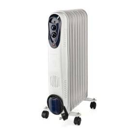 Nedis htoi30wt9 mobiler Ölradiator 800 1200 2000 W 9 Lamellen einstellbarer Thermostat 3 Heizstufen Kippschutz weiß