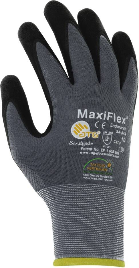 ATG Strickhandschuh MaxiFlex® Endurance™, Kat.II, grau/schwarz, 240mm, Größe 12