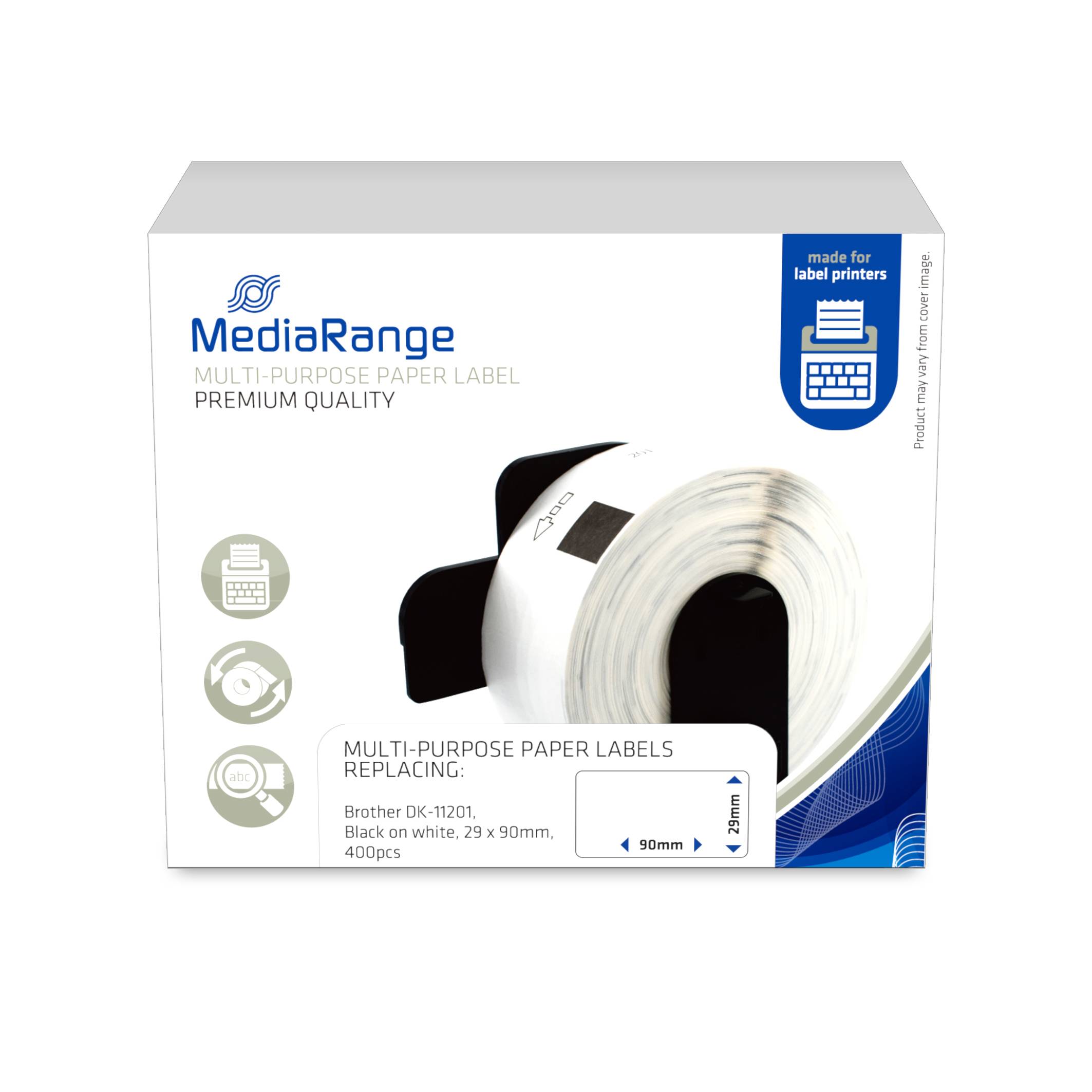 MEDIARANGE Papier - Schwarz auf Weiß - 29 x 90 mm 400 Etikett(en) (1 Rolle(n)