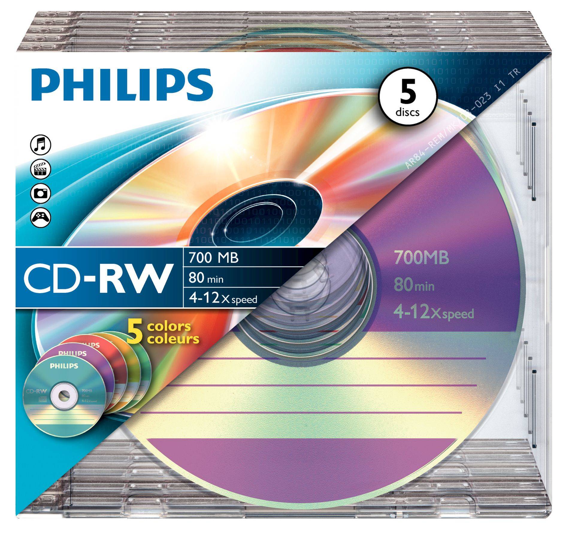 Philips 5 x CD-RW - 700 MB (80 Min) 4x - 12x