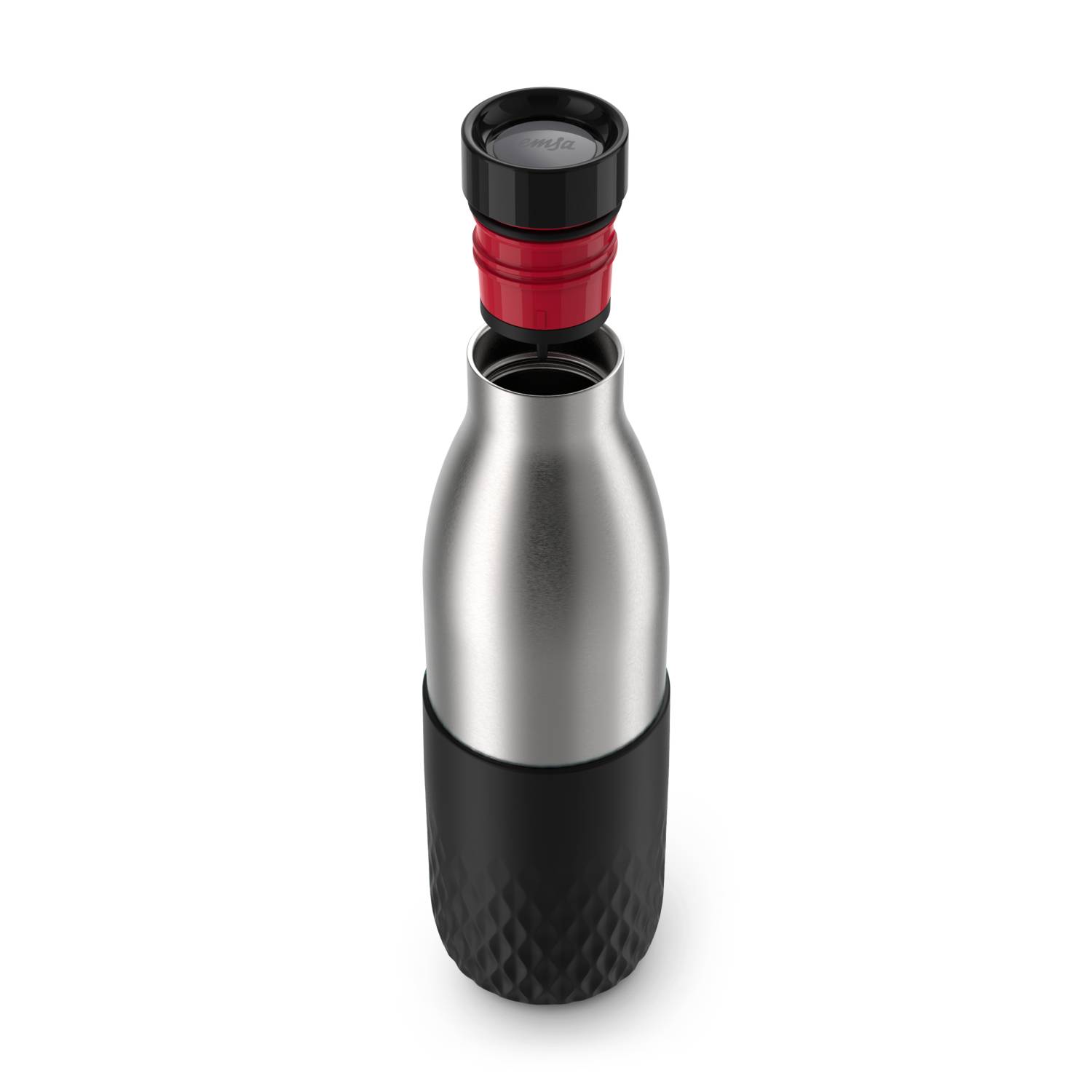 EMSA Bludrop Sleeve N3111100, 700 ml, Tägliche Nutzung, Schwarz, Edelstahl, Edelstahl, 12 h, 6 h