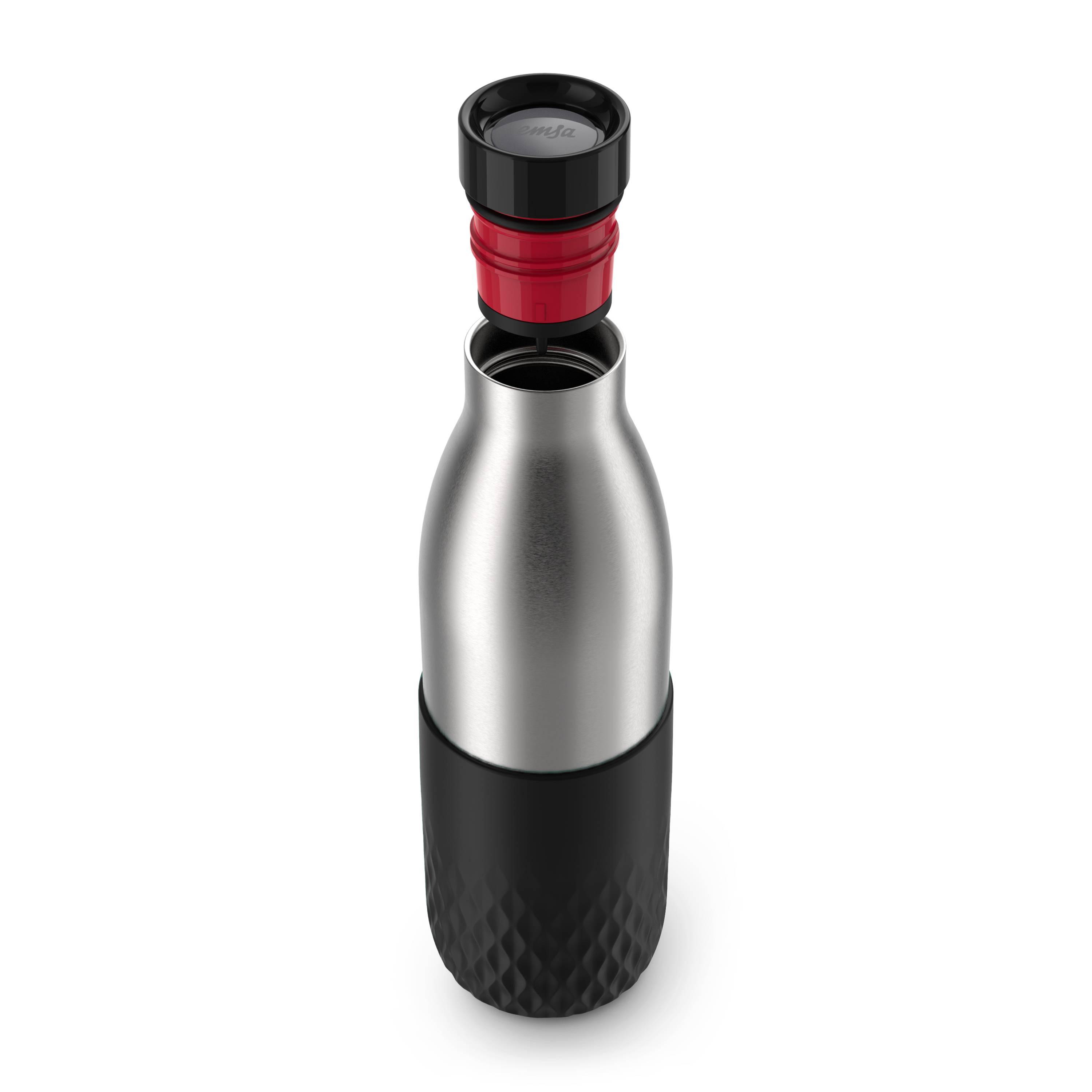 EMSA Bludrop Sleeve N3111100, 700 ml, Tägliche Nutzung, Schwarz, Edelstahl, Edelstahl, 12 h, 6 h