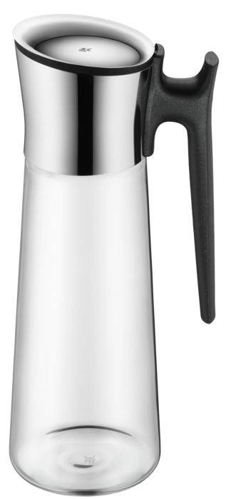WMF Wasserkaraffe mit Griff 1,5 l schwarz Basic, Karaffe, 1,5 l, Schwarz, Metallisch, Transparent, Glas, Silikon, Edelst