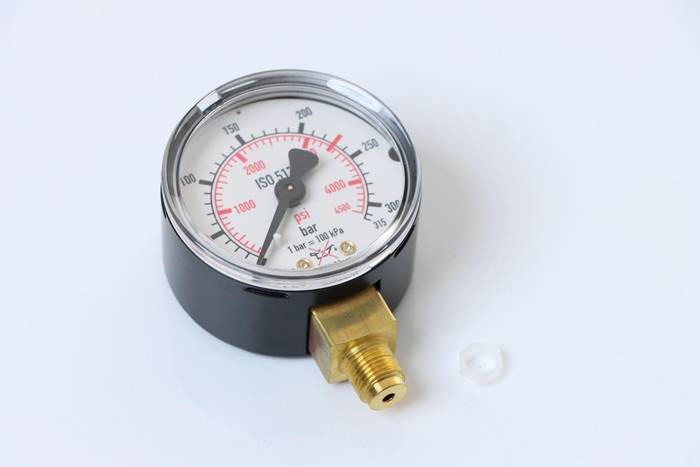 Flaschendruckmanometer 315bar D.50mm AG 1/8Zoll unten Argon-CO2 f.Druckreg. MINI