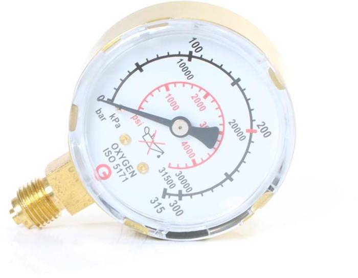 Flaschendruckmanometer max.315bar D.63mm AG 1/4Zoll unten Sauerstoff