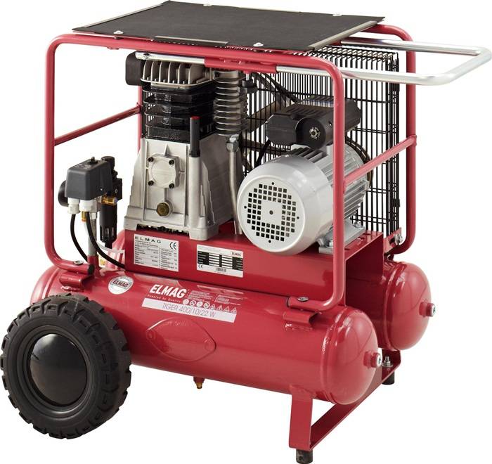 Montagekompressor TIGER 400/10/22 D Ansaug-L.380l/min 10bar 2,2kW 400V 2x11l