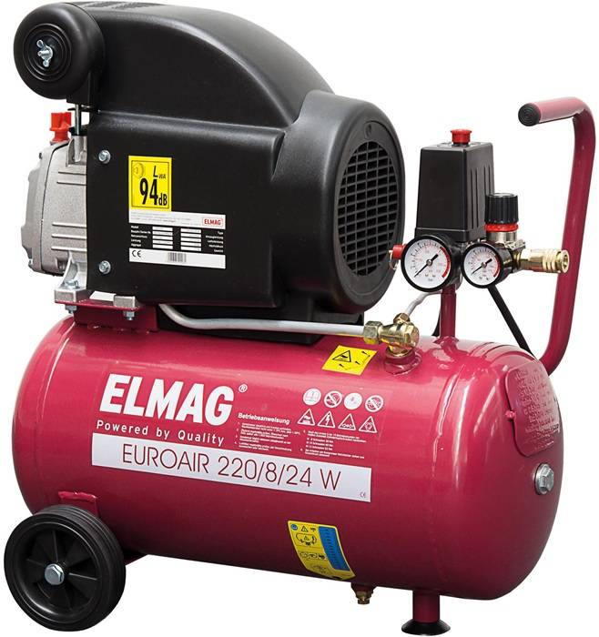 Kompressor EUROAIR 220/8/24 W 222l/min 8bar 1,5kW 230V Behältervolumen 24l