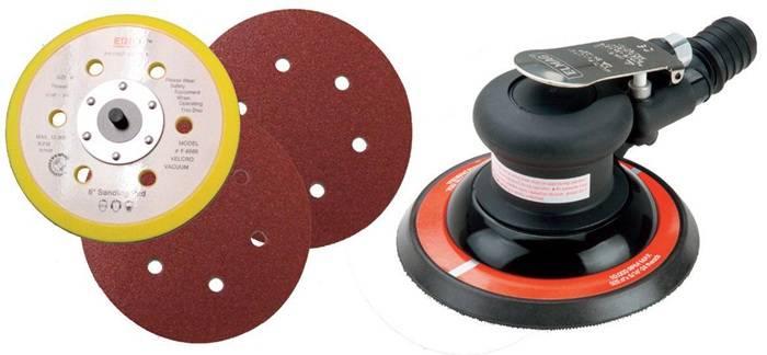 ELMAG DL-Werkzeugpaket, bestehend aus: 1 Stk.DL-Exzenterschleifer EPS 440, 10 Stk.Schleifblätter Ø 150mm Korn 80, 6-loch, 10 Stk.Schleifblätter Ø