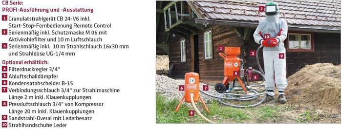 Sandstrahlgerät CB 24-V2 mit Schlauch 16x30mm 10m M01 ELMAG