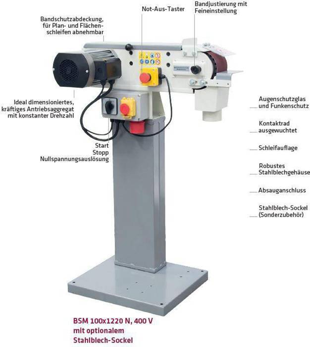 ELMAG Bandschleifmaschine BSM 100x1220 N, 400 Volt, 2-speed