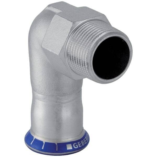 Geberit Mapress Edelstahl Übergangswinkel 90 Grad mit Außengewinde D 15mm, R 1/2"