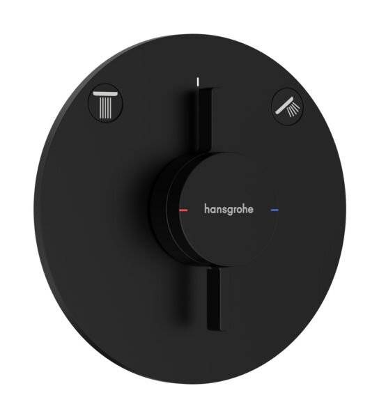 hansgrohe DuoTurn S Mischer Unterputz für 2 Verbraucher, Mattschwarz mit Thermostat