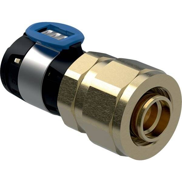 Geberit FlowFit Übergang mit Verschraubung auf PEX-Rohre bleifreie Siliziumbronze, D 25mm, D1 PN 6 bar