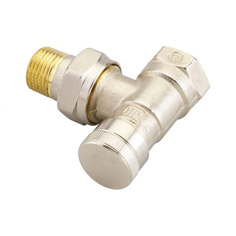 Danfoss Rücklaufverschraubung RLV 15, R 1/2", Eckausführung, vernickelt, 003L0143