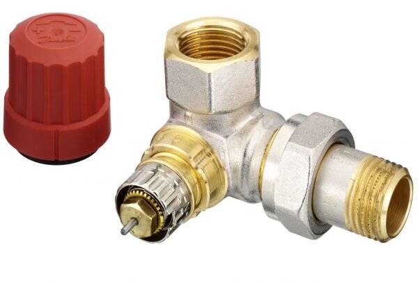 Danfoss Ventilgehäuse RA-N 15 R 1/2", Winkelausführung rechts, matt vernickelt