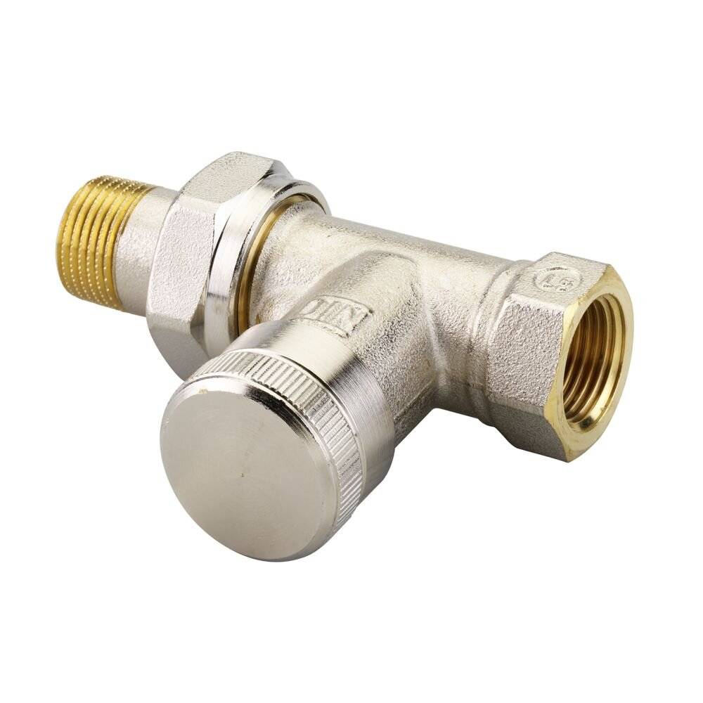 Danfoss Rücklaufverschraubung RLV 10, R 3/8", Durchgangsausführung, vernickelt, 003L0142