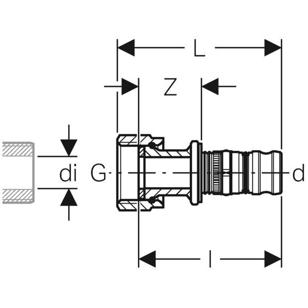 Geberit GE Mepla Übergang, Rotguss, mit Überwurfmutter, d32 mm, G3/4, 1 Stk.