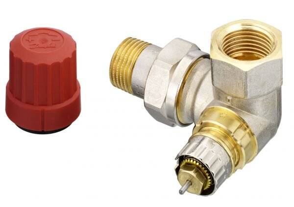 Danfoss Ventilgehäuse RA-N 15 R 1/2", Winkelausführung links, matt vernickelt