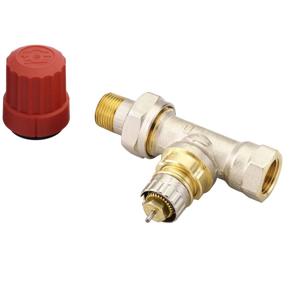 Danfoss Ventilgehäuse RA-N 10 R 3/8", Durchgangsausführung, matt vernickelt