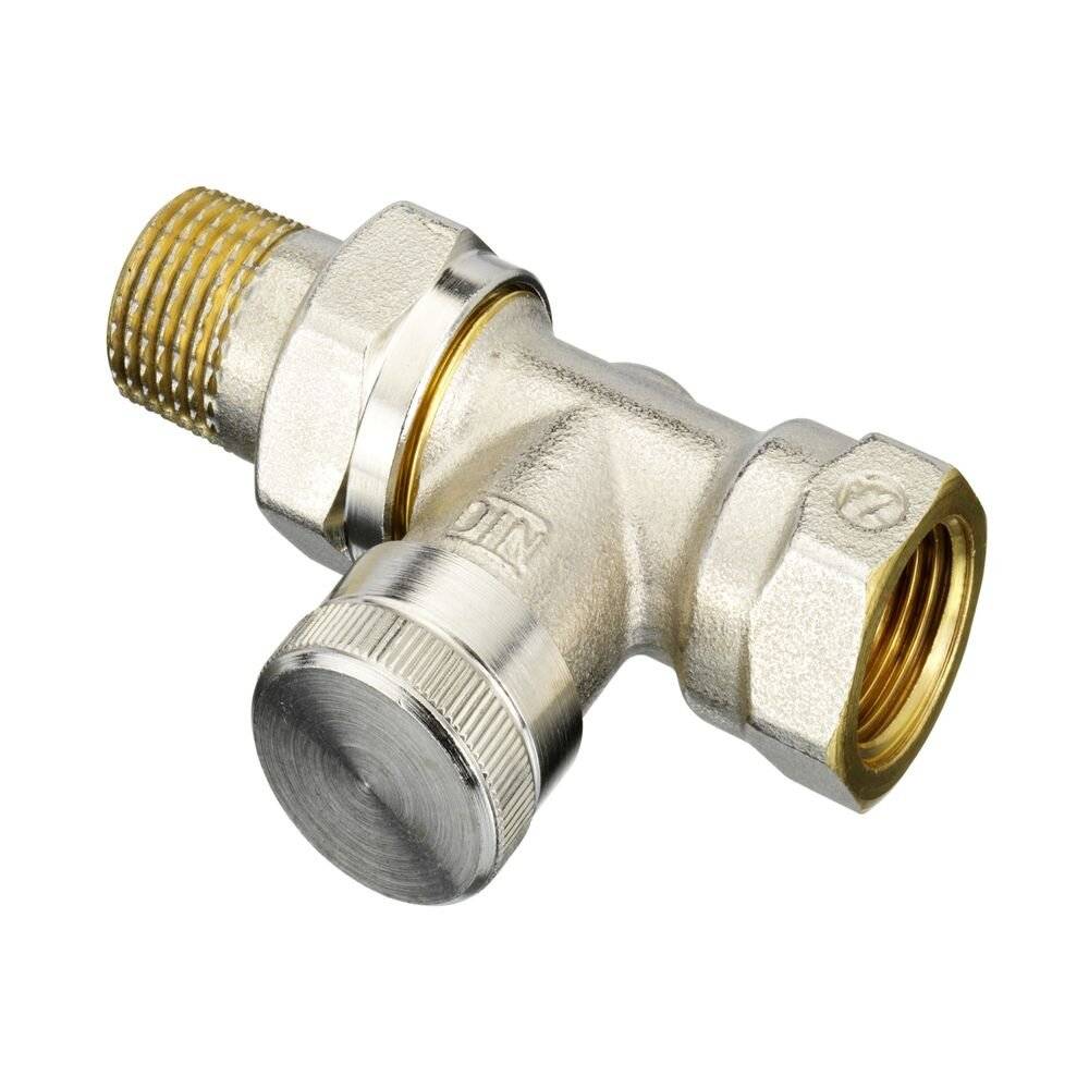 Danfoss Rücklaufverschraubung RLV 15, R 1/2", Durchgangsausführung, vernickelt, 003L0144