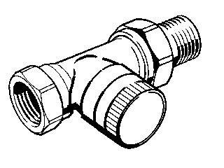 Danfoss Rücklaufverschraubung RLV 15, R 1/2", Durchgangsausführung, vernickelt, 003L0144