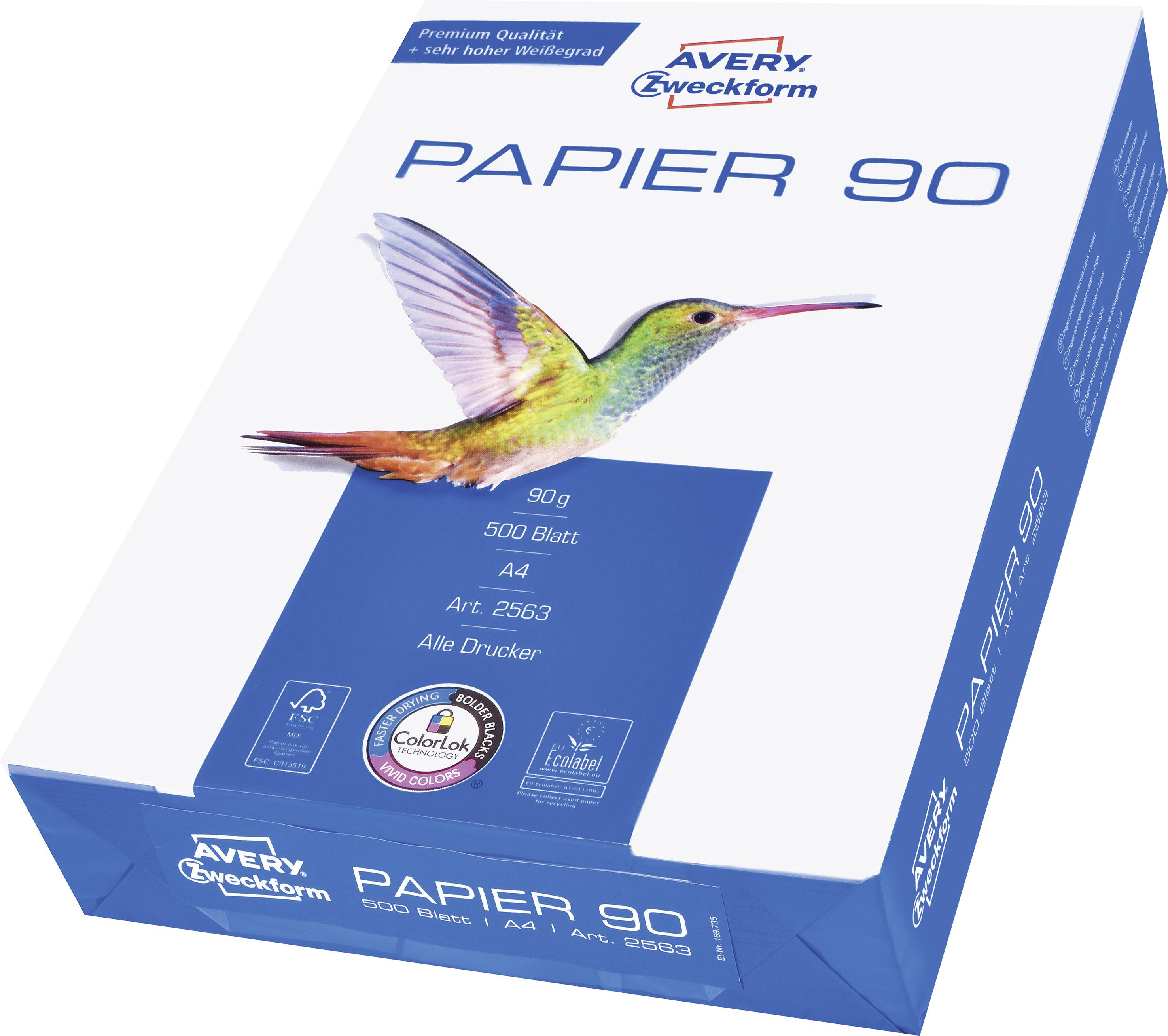 Avery-Zweckform PAPER Inkjet + Laser 2563 Universal Druckerpapier Kopierpapier DIN A4 90 g/m² 500 Blatt Weiß