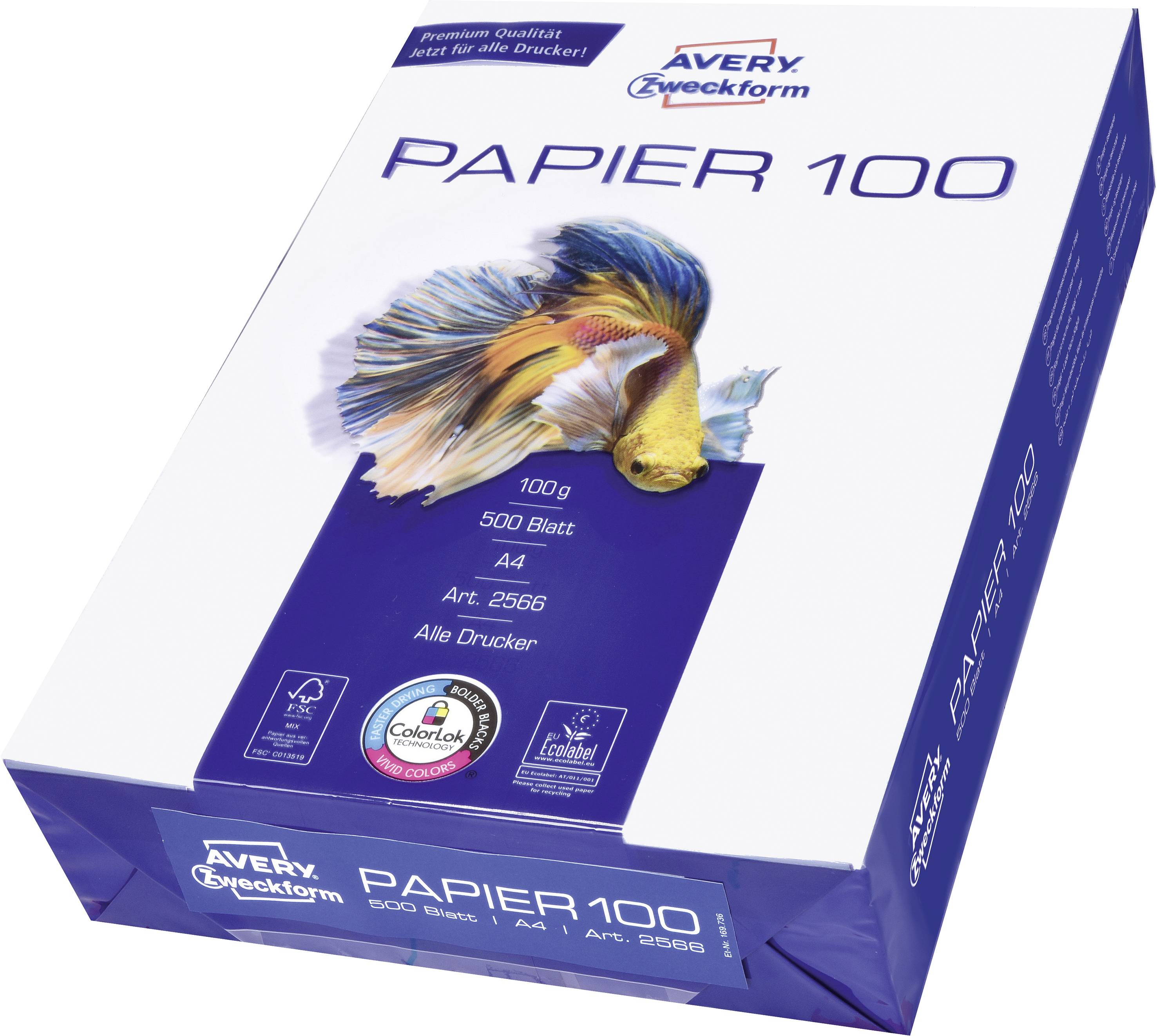 Avery-Zweckform Inkjet Paper Bright White 2566 Tintenstrahl Druckerpapier DIN A4 100 g/m² 500 Blatt Hochweiß
