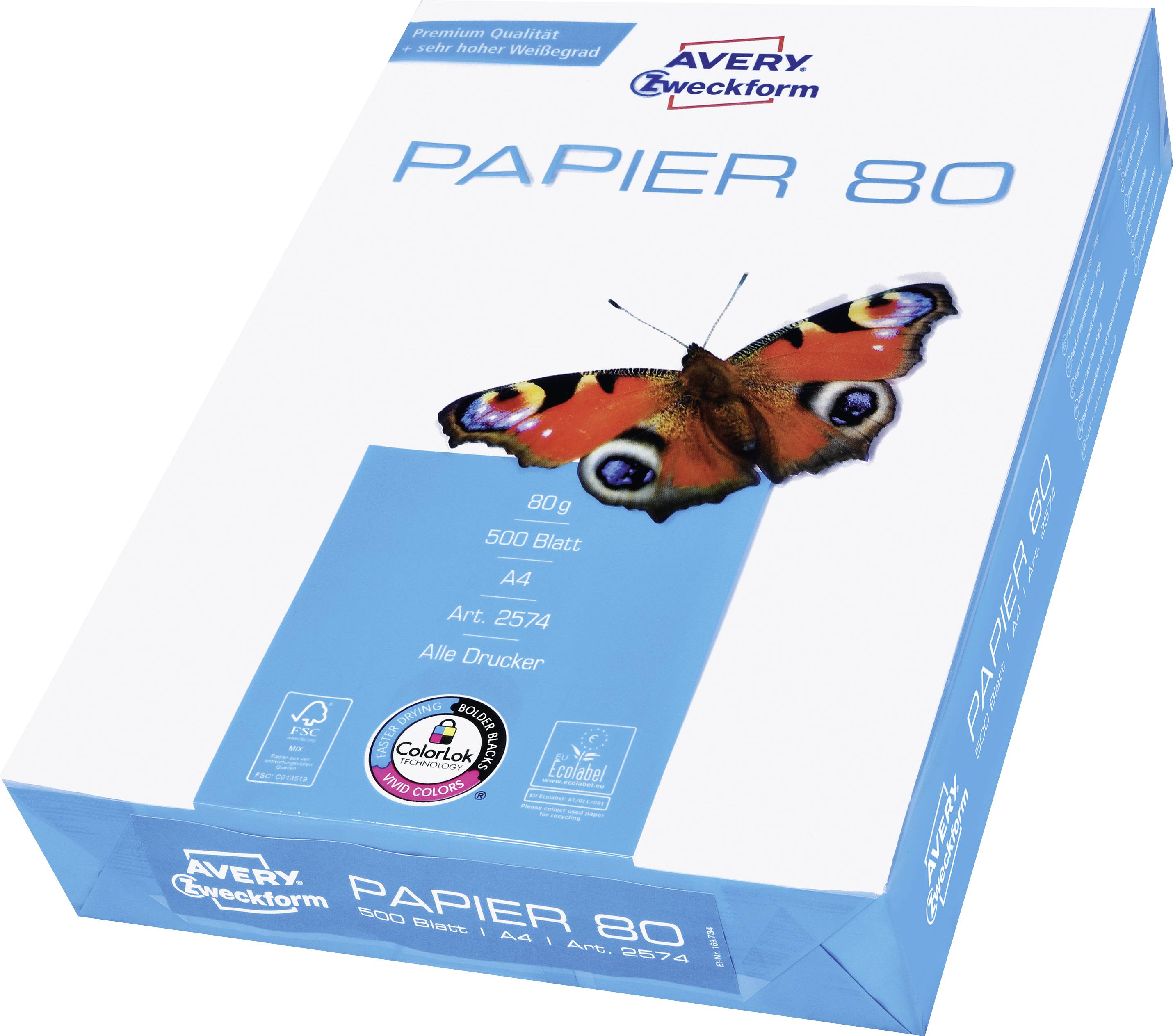 Avery-Zweckform PAPER Inkjet + Laser 2574 Universal Druckerpapier Kopierpapier DIN A4 80 g/m² 500 Blatt Weiß