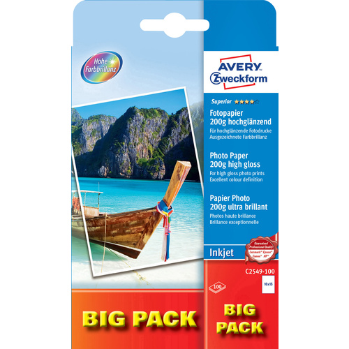 Avery-Zweckform Superior Photo Paper Inkjet BIG PACK C2549-100 Fotopapier 10 x 15 cm 200 g/m² 100 B