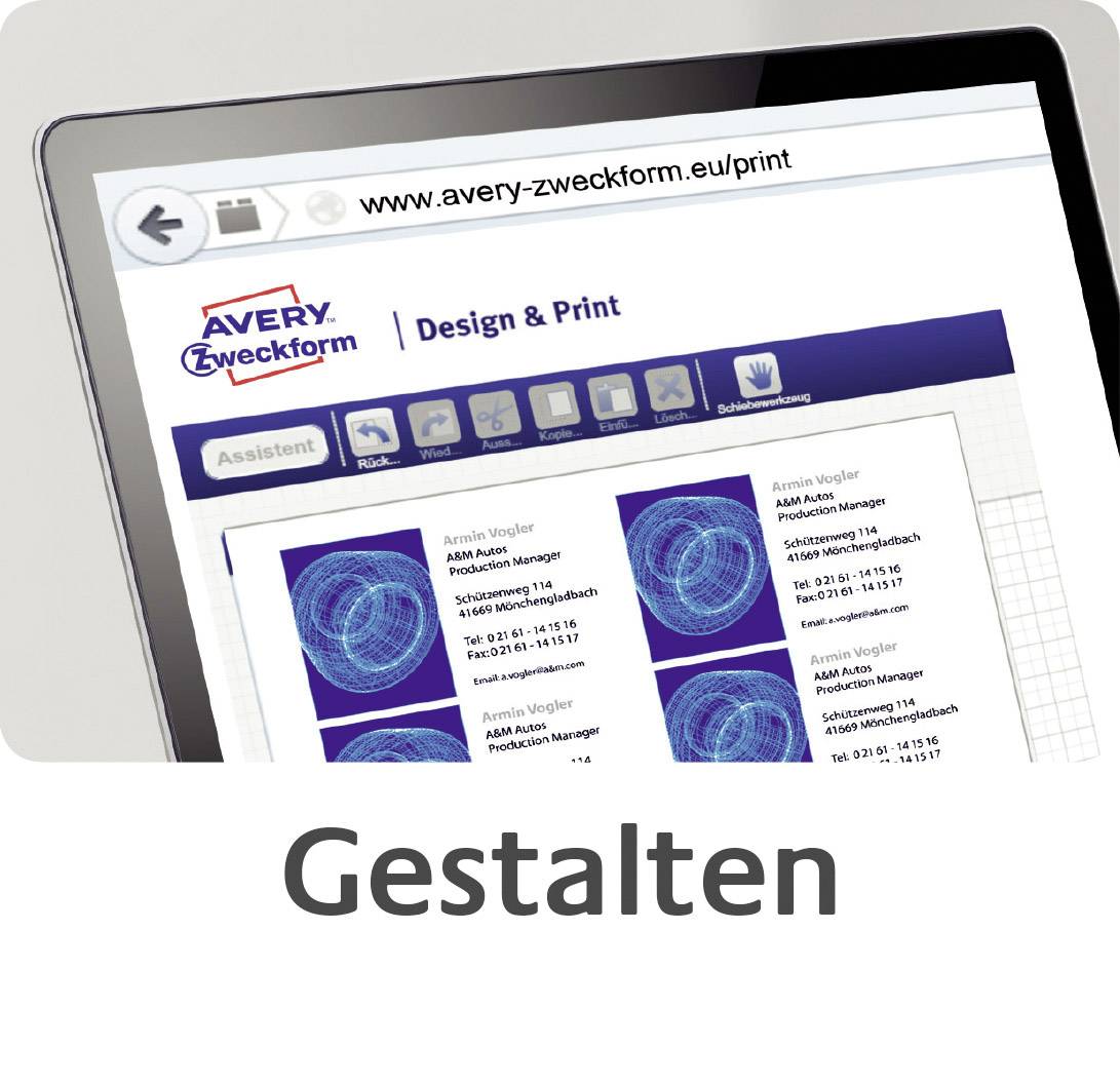 Avery-Zweckform C32010-25 Bedruckbare Visitenkarten, microperforiert 85 x 54mm Weiß 250 St. Papierformat: DIN A4