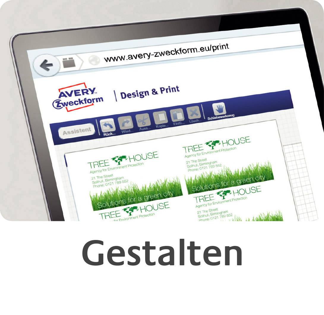 Avery-Zweckform C32011-10 Bedruckbare Visitenkarten, glatte Kanten 85 x 54 mm Weiß 100 St. Papierformat: DIN A4