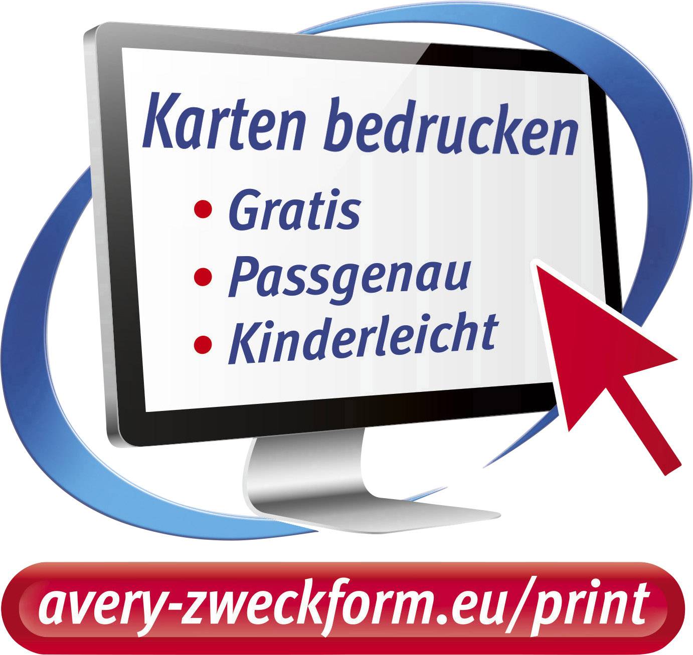 Avery-Zweckform C32011-10 Bedruckbare Visitenkarten, glatte Kanten 85 x 54 mm Weiß 100 St. Papierformat: DIN A4
