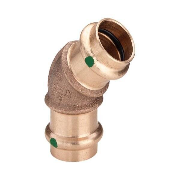 Viega Bogen 45 Grad mit SC Sanpress 2226 in 42mm Rotguss, 1 Stk.