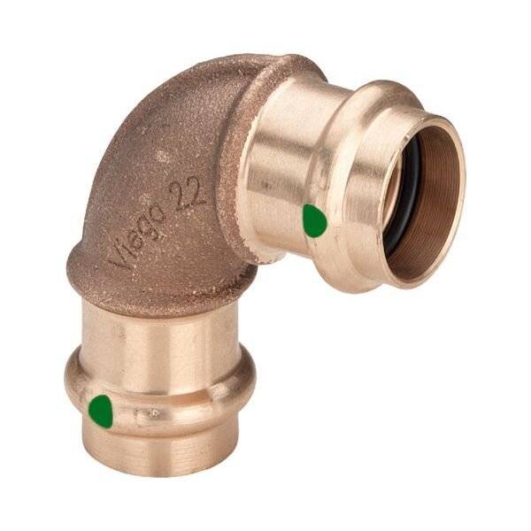 Viega Sanpress-Bogen 90° mit SC-Contur Rotguss oder Siliziumbronze, Modell 2216 d: 18, 1 Stk.