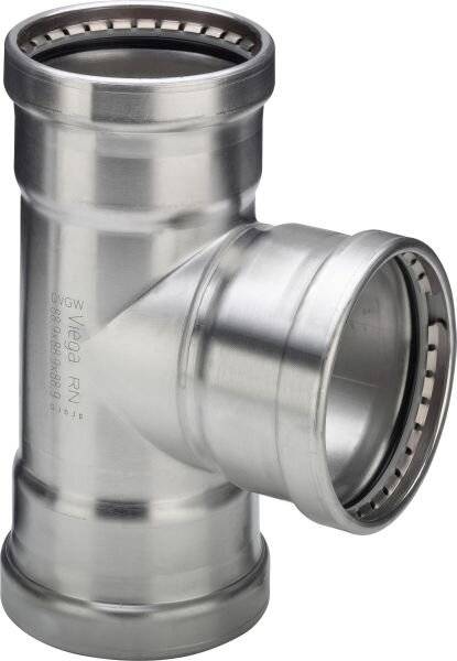 Viega Sanpress Inox XL-T-Stück mit SC-Contur Stahl nichtrostend, Modell 2318XL VdS-Zulassung d1: 88,9 d2: 88,9 d3: 88,9,