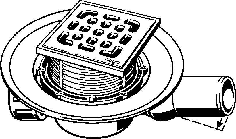 Viega Badablauf Advantix 4935.1 DN 50, KST gr, m Aufs. 100x100mm, Abl wa