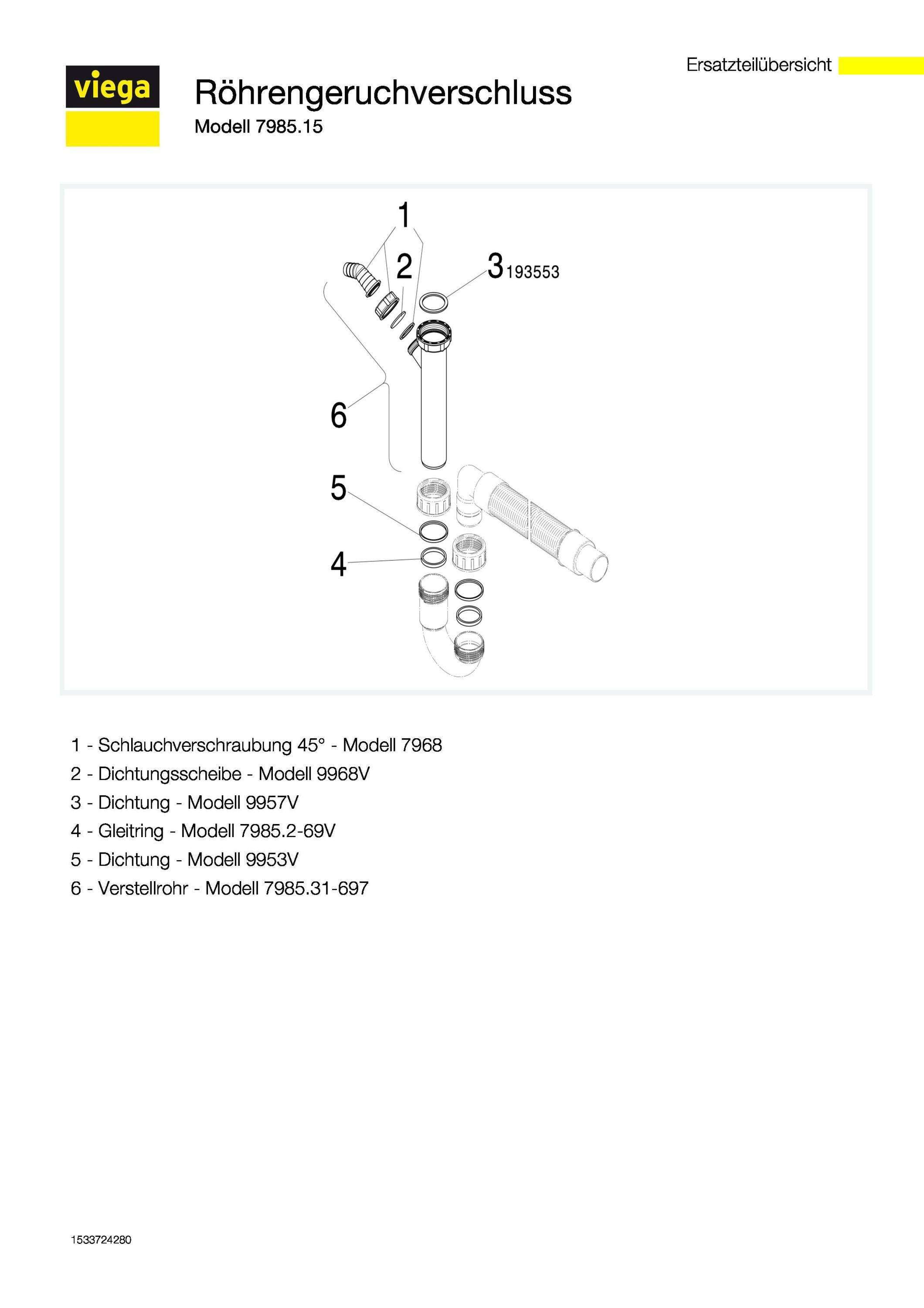 Viega Röhrengeruchsverschluss 7985.15 G 1 1/2xDN 40/50, Kst we, m flex. Abl.