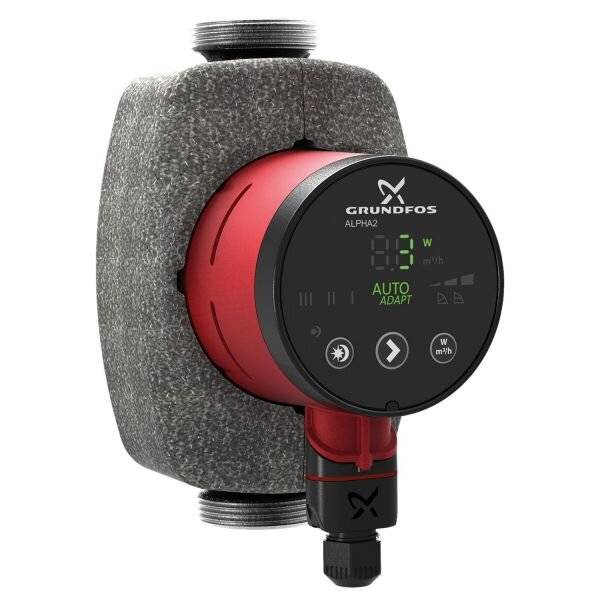 Grundfos Hocheffizienz Umwälzpumpe ALPHA2 25-40 N 180mm, 230V 1 1/2" max. Förderhöhe 4m, Edelstahl