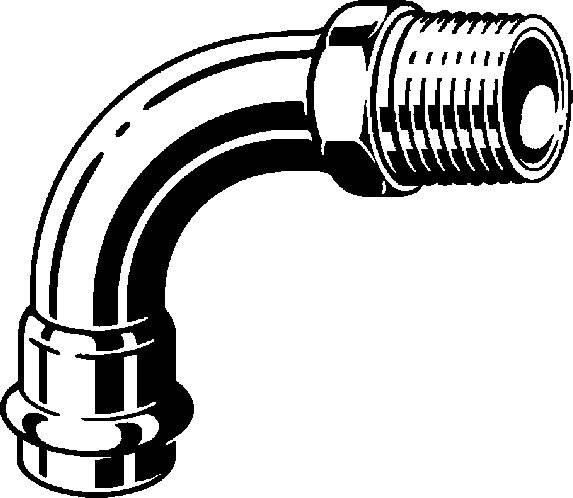 Viega Sanpress Inox-Übergangsbogen 90° mit SC-Contur Stahl nichtrostend, Modell 2314 d: 15 R: ½, 1 Stk.