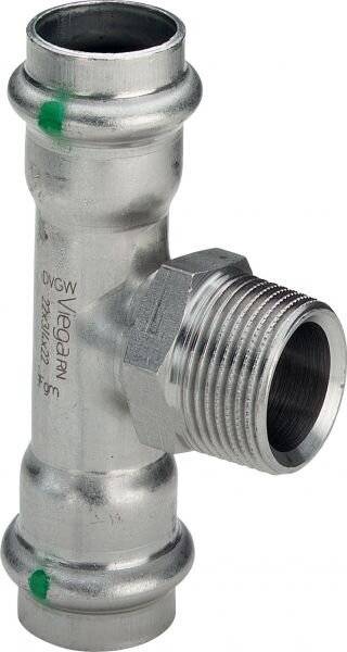 Viega Sanpress Inox-T-Stück mit SC-Contur Stahl nichtrostend, Modell 2317.1 VdS-Zulassung d1: 42 R: ¾ d2: 42, 1 Stk.