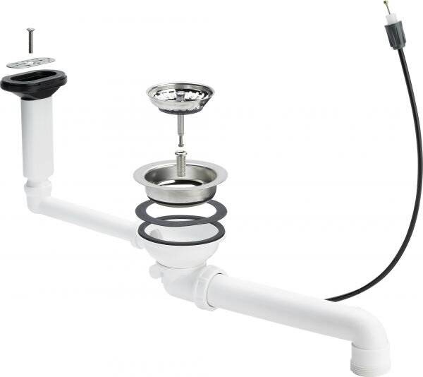 Viega Ab- und Überlauf 7139.163 für Spüle mit Ablaufloch d. 90mm, G 1 1/2" x 114,5mm, Kunststoff, Weiß