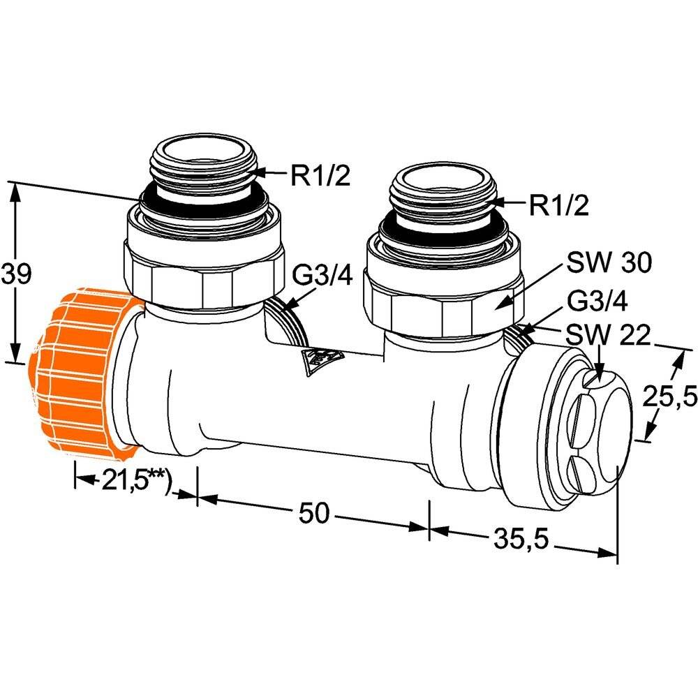 IMI/HEIMEIER Thermostat-Ventiluntert.HEIMEIER ECLIPSE 3866-02.000 Multilux,Eck,Zweirohrsystem