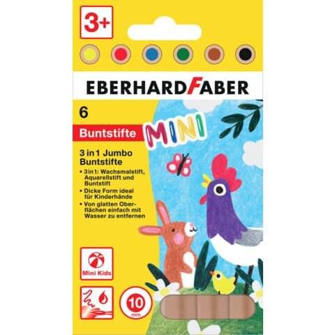 EBERHARD FABER Buntstift 3in1 Jumbo MINI MAXI, 6er Etui