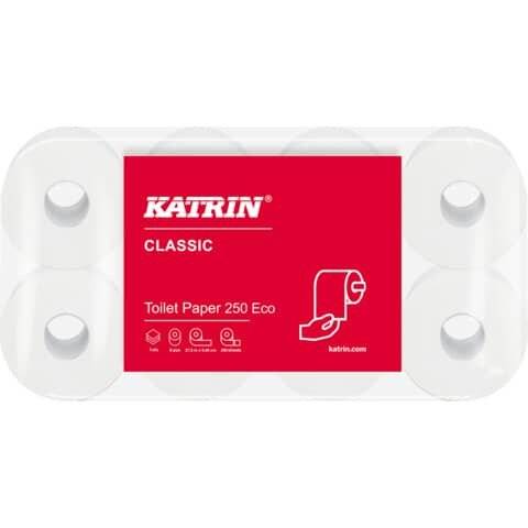 Katrin Toilettenpapier Katrin Plus, toilet 250, 3-lagig, weiß, 250 Blatt/Rolle, 8 Rollen/Packung