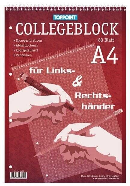 Collegeblock - A4 80 Blatt kariert.