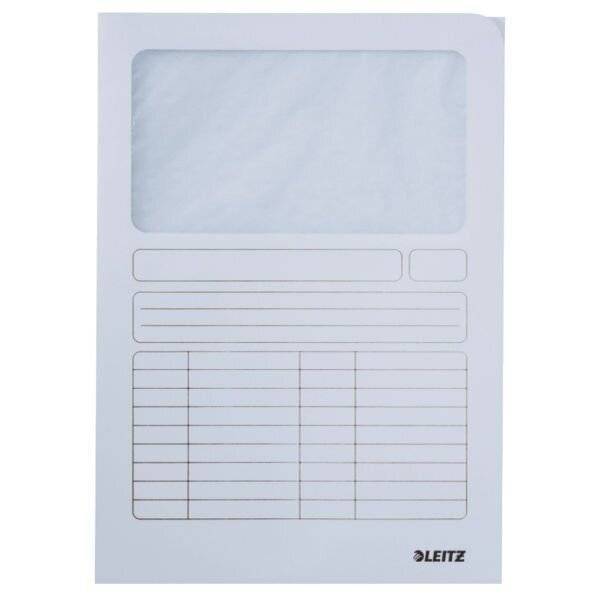 3950 Sichtmappe, A4, oben und rechte Seite offen, Karton, weiß, Pack mit 100