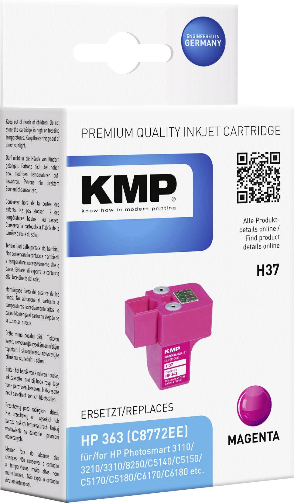 KMP Druckerpatrone ersetzt HP 363 Kompatibel Magenta H37 1700,0006