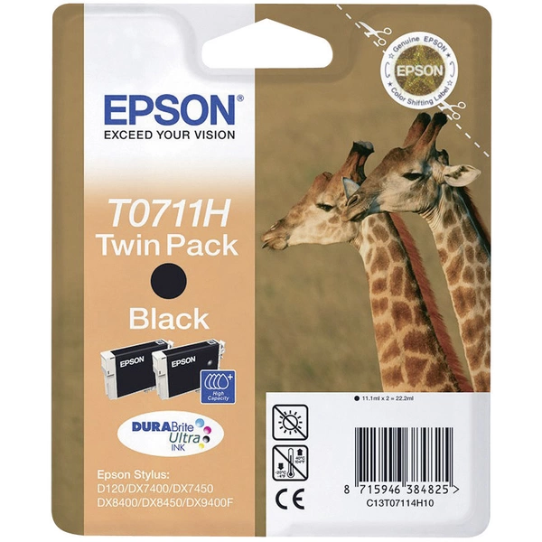 Epson Druckerpatrone T0711H Original 2er-Pack Schwarz C13T07114H10 Epson Druckerpatrone T0711H Original 2er-Pack Schwarz C13T07114H10