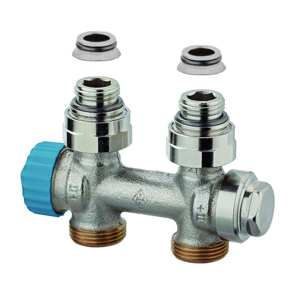 IMI Heimeier Ventil Multilux Einrohr Durchgang, für Rp 1/2" Innengewinde und G 3/4" Außengewinde