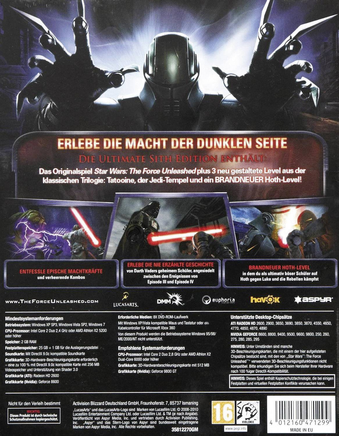 SOFTWARE FORCE UNLEASHED-SITH EDITION PC USK: 12